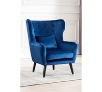 More4Homes Winslow Wing Back Occasional Bedroom Living Room Button Back Velvet Fabric Accent Chair Armchair (blue), Blue