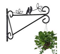 WINSOME 12 Inch Black Metal Hanging Basket Bracket - Heavy Duty, Rust-Proof, Indoor/Outdoor, Wall Mount, 12 Hooks, 35 lbs Capacity