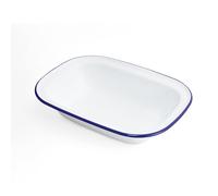 WINSOME Enamel Pie Dish and Roasting Tin | White Dishwasher Safe Plate Tray for Pudding, Baking, Steak | Oven & Stove Safe (L 28 x W 20.5 x D 6 cm)