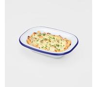 WINSOME Enamel Pie Dish | White Enamel Roasting Tin| Dishwasher Safe Pie Dish Pudding Baking Steak | Plate Tray for Oven & Stove (L 22 x W 16 x D 4.8 cm)