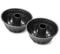 WINSOME Fluted Ring Cake Tin | 22.5cm Non-Stick Carbon Steel Fluted Cake Mould for Baking | Oven & Dishwasher Safe Round Cakes Tin Pan (Pack of 2)