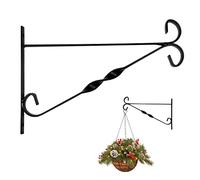 WINSOME Hanging Basket Bracket Outdoor Metal Plant Holder Wall Hanging Brackets Twisted Garden Hooks for Christmas Lantern/Light/Bird Feeder/Flower Pots (12-Inch, Black)