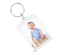 WINSOME Personalised Double Sided Acrylic Photo Keyring | 5.4 x 3.4 cm Customised Keyring with Split Ring | Empty Key Ring for Family & Friends Photo Gift