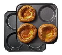 WINSOME Yorkshire Pudding Tray 4 Cup Muffins Bakeware Tins & Trays Premium Nonstick Cupcake Tray for Oven Baking Roasting Tin (Pack of 2)