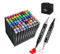 WINSONS 80 Colours Dual Tip Alcohol Markers, Colouring Pens, Permanent Marker Pens, Quick-Dry and No Toxic for Plastic, Metal, Wood, Ceramic, Stone, Eggs & Cobblestone