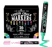 WINSONS Whiteboard Pens, Chalk Pens for Blackboards, 6mm Bold-Tip, 16 Vibrant Colours, Eraserble Pens for Chalk Board, Window, Bistro Boards, Art Menu Board