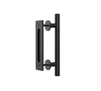 WINSOON 30CM Sliding Door Handle Double Sided Black Barn Door Handle for Barn Door Sliding kit Flush Finger Pull, Large Rustic Style