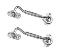WINSOON 4 inch Hook and Eye Latch for Door 2 Pack, Privacy Eye Hook Latch, Rust-Resistant Metal Gate Latch, for Indoor and Outdoor, Gates, Bedrooms, Bathrooms, Sliding Doors, Fences, Windows-Silver
