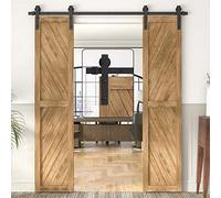 WINSOON 6.6FT/200CM Double Sliding Door Track Kit Barn Wood Sliding Door Track System for 2×50CM Door, Sturdy and Smoothly, Easy to Install