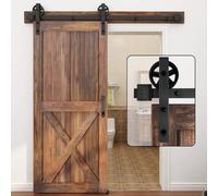 WINSOON Barn Door Hardware Kit, 6 FT Sliding Barn Door Hardware Kit, 5-16 FT Black Barn Door Track Kit, Big Wheel Heavy Duty Barn Door Rail Kits(Without Door)