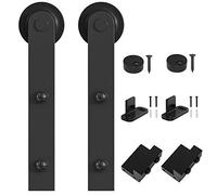 WINSOON Black Antique Roller Kit for Sliding Barn Door Hardware System, I Shape Design