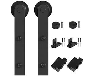 WINSOON Black Antique Roller Kit for Sliding Barn Door Hardware System, I Shape Design