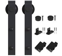 WINSOON Black Antique Roller Kit for Sliding Barn Door Hardware System (J Shape Design)