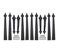 WINSOON Decorative Metal Garage Door Hardware Screw in Carriage House Accents Dummy Hinges Handles Black Steel Screw Mount Barn Decor Kit for 2 Car Garage
