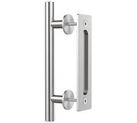 WINSOON Sliding Barn Door Handles 12 Inch Brushed Nickel with Finger Removal Hardware, Solid Stainless Steel, Double-Sided Design, Suitable for Barn Doors