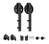 WINSOON Sliding Barn Door Hanger Hardware 2 Pack Black Large Spoke Wheel (Pack of 2)