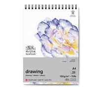 Winsor and Newton 6691002 Drawing Smooth Spiral Pad, A4 Size, 25 Sheet, 150gsm, Pack of 6