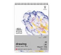 Winsor and Newton 6691003 Drawing Smooth Spiral Pad, A3 Size, 25 Sheet, 150gsm, Pack of 3