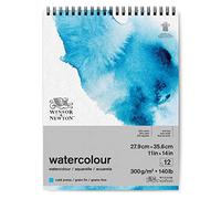 Winsor and Newton Watercolour Paper Pad, 27.9 x 35.6 cm, 12 Sheets, 300 g/m, Spiral Bound, Cold Pressed, Acid , Mixture of 25 Percent Cotton and Cellulose Fibres, Natural White