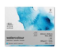 Winsor and Newton Watercolour Paper Pad, 40.6 x 50.8 cm, 12 Sheets, 300 g/m, Glue Bound, Cold Pressed, Acid , Mixture of 25 Percent Cotton and Cellulose Fibres, Natural White