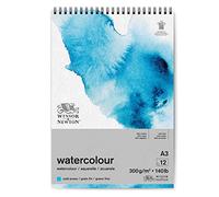 Winsor and Newton Watercolour Paper Pad, A3, 12 Sheets, 300 g/m, Spiral Bound, Cold Pressed, Acid , Mixture of 25 Percent Cotton and Cellulose Fibres, Natural White