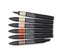 Winsor & Newton 0290160 Professional Earth Tones Marker Set, Khaki/Sandstone/Tan/Terracotta/Walnut/Umber