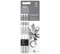 Winsor & Newton 0290178 Fineliner Set, 3 Pigment Liners for Exact Lines and Outlines, High Quality, Pigment Ink, Indelible, Fade-resistant Line Width, 0.05 mm, 0.1 mm, 0.3 mm - Black