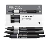 Winsor & Newton 0290185 ProMarker Set -Grayscale, 3 layout markers in a set, with 2 points, fine and wide for drawings, design and layouts