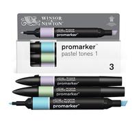 Winsor & Newton 0290187 ProMarker Set -Pastel shades 1, 3 layout markers in a set, with 2 points, fine and wide for drawings, design and layouts