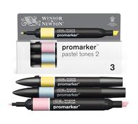 Winsor & Newton 0290188 ProMarker Set -Pastel shades 2, 3 layout markers in a set, with 2 points, fine and wide for drawings, design and layouts