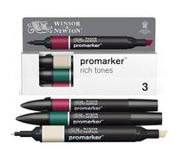 Winsor & Newton 0290191 ProMarker Set -Rich shades, 3 layout markers in a set, with 2 points, fine and wide for drawings, design and layouts