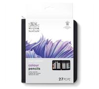 Winsor & Newton 2090004 27 Piece Gift Set for Sketching, Illumination, Drawing for Artists with 24 Colouring Pencils, 2 Sketch Pencils in HB, 2B and 1 Sharpener, multicoloured, Collection Box klein