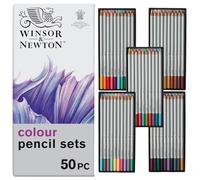 Winsor & Newton 2090008 Studio Collection Colouring Pencils Set - 50 Bright Colours in a Metal Box, Shatterproof Soft Color Release Crayons for Adults and Artists