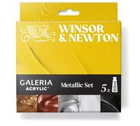 Winsor & Newton 2190617 Galeria Acrylic Set Metallic - Acrylic Paint Covering, Glossy, Lightfast, Versatile, Ideal for Canvas and Paper, 5x60ml