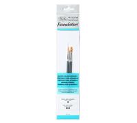 Winsor & Newton, Wood, Watercolor Paint Brush, 3er Set-Rundpinse Nr. 3, Flachpinsel Nr.1, 2,kurzer Stiel
