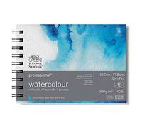 Winsor & Newton 6662578 Professional Watercolour Paper Spiral Bound - 15 Sheets 12.7 x 17.8 cm, 300 g/m², Fine Grain, Bright Natural White Paper in Archival Quality, Resistant to Yellowing