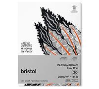 Winsor & Newton Drawing Paper, Bright White, 22,9 x 30,5 cm-20 Blatt Zeichenpapier im Block, 250g/m²