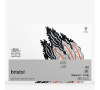 Winsor & Newton : Bristol Board Pad : 250gsm : 20 Sheets : Extra Smooth : Bright White : A2