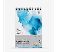 Winsor and Newton Watercolour Paper Pad, A4, 12 Sheets, 300 g/m, Spiral Bound, Cold Pressed, Acid , Mixture of 25 Percent Cotton and Cellulose Fibres, Natural White