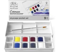Winsor & Newton, Cotman Watercolour, 'Skyscape Pocket Set', 8 x Half Pans + 1 Travel Brush