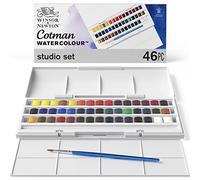 Winsor & Newton, Cotman Watercolour, 'Studio Set', 45 x Half Pans + 1 x Cotman Watercolour Round Brush