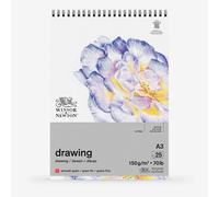 Winsor and Newton 6691003 Drawing Smooth Spiral Pad, A3 Size, 25 Sheet, 150gsm, Pack of 3