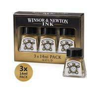 Winsor & Newton Drawing Ink Shellac (3x14ml) Gold For Calligraphy Illustration