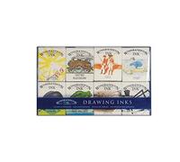 Winsor & Newton - Drawing Ink Pack - William Collection - 8 x 14 ml Bottles - Purple/Yellow
