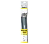 Winsor & Newton : Foundation Acrylic Brush Set : LH Round 3& 6 Flat 10&14 Filbert 3&6
