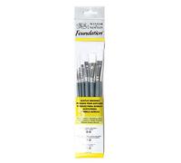 Winsor & Newton Foundation Acrylic Short Handle 6 Pack, Wood, Multicoloured, 7 x 1 x 4.3 cm