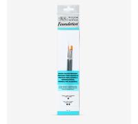 Winsor & Newton : Foundation Watercolour Brush Set : Round 3 Flat 1 & 2