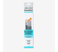 Winsor & Newton : Foundation Watercolour Brush Set : SH Round 2, 3 & 5 Flat 3, 5 & 6