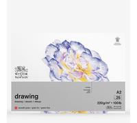 Winsor & Newton : Heavy Weight Drawing : Cartridge Gummed Pad : 220gsm : Smooth : 25 Sheets : A2