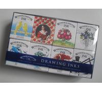 WINSOR & NEWTON HENRY DRAWING INKS in BOTTLES - 8 x 14ml Coloured Artists Ink